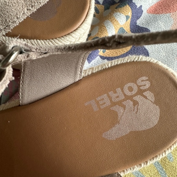 Sorel Beige Suede Wedge Sandals - Picture 4 of 4
